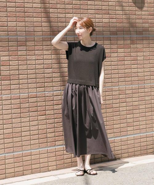 ITEMS URBANRESEARCH（アイテムズ アーバンリサーチ）の「ニットドッキングフレンチワンピース（ワンピース・レディース・ブラック/モカ/ブラック系その他・FREE）」の21枚目の写真