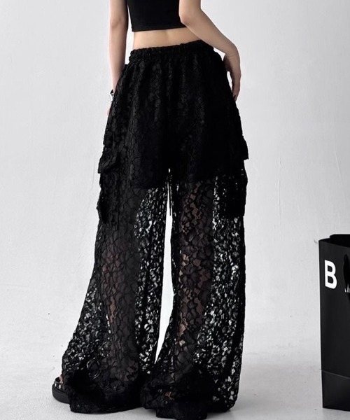 SHEENA(シーナ)の「レースカーゴワイドパンツ(その他パンツ・レディース・ブラック/ホワイト・M)」の6枚目の写真