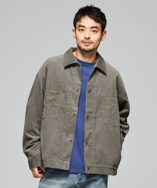 KRIFF MAYER（クリフメイヤー）の「コーデュロイトラッカーCPO JK（シャツ/ブラウス・メンズ・ベージュ/ネイビー/ダークブラウン/グレー・MEDIUM/LARGE/X-LARGE）」の2枚目の写真