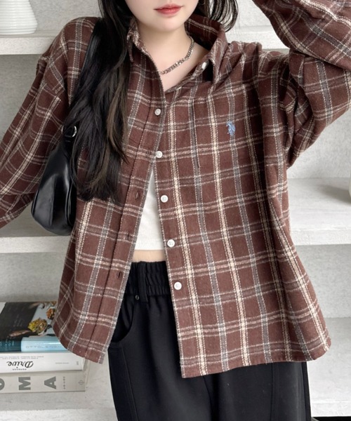 ブラウス シャツ 「U.S. POLO ASSN」ワイドシルエット フランネルチェック シャツ レディース U.S. POLO ASSN】ワイドシルエット フランネルチェック シャツ