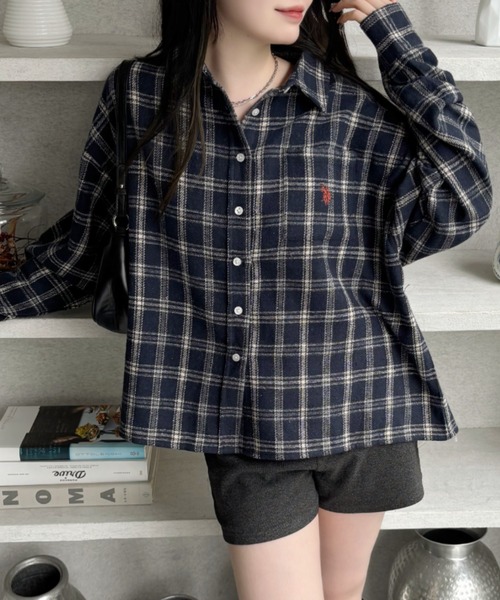 ブラウス シャツ 「U.S. POLO ASSN」ワイドシルエット フランネルチェック シャツ レディース U.S. POLO ASSN】ワイドシルエット フランネルチェック シャツ