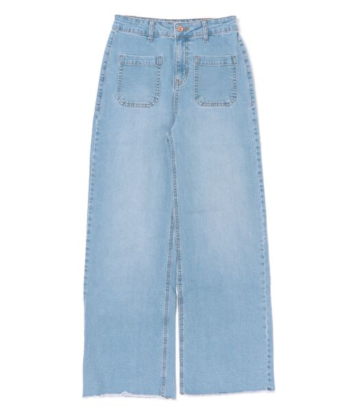 MUSE(ミューズ)の「【muse】フレンチ デニム ワイドパンツ ジーンズ バギー オーガニック(デニムパンツ・レディース・ブルー/ライトブルー・27/26/25/28/24)」の1枚目の写真