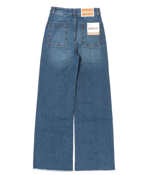 MUSE(ミューズ)の「【muse】フレンチ デニム ワイドパンツ ジーンズ バギー オーガニック(デニムパンツ・レディース・ブルー/ライトブルー・27/26/25/28/24)」の3枚目の写真