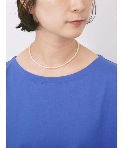 Samansa Mos2 blue(サマンサモスモスブルー)の「ツイストスリーブTシャツ(Tシャツ/カットソー・レディース・オフホワイト/ブルー/ブラック・F)」の10枚目の写真