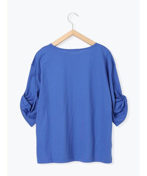 Samansa Mos2 blue(サマンサモスモスブルー)の「ツイストスリーブTシャツ(Tシャツ/カットソー・レディース・オフホワイト/ブルー/ブラック・F)」の12枚目の写真