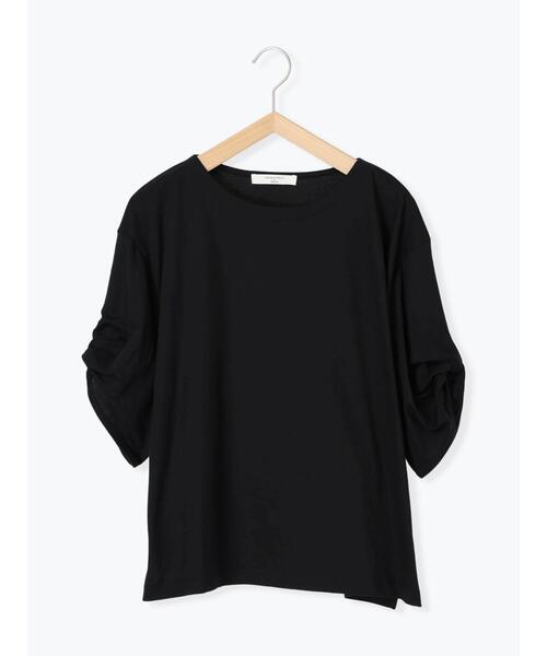 Samansa Mos2 blue(サマンサモスモスブルー)の「ツイストスリーブTシャツ(Tシャツ/カットソー・レディース・オフホワイト/ブルー/ブラック・F)」の19枚目の写真