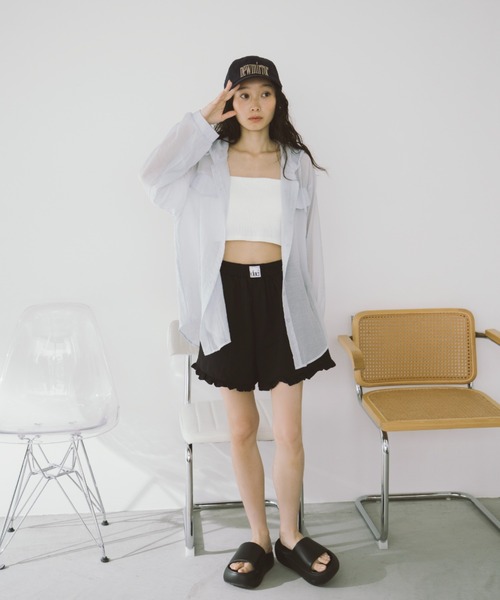 duei（デュイ）の「オーバーサイズシアーフーディーシャツ（シャツ/ブラウス・レディース・ブルー/ホワイト・FREE）」の22枚目の写真