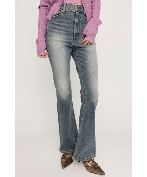 SLY（スライ）の「HW FLARE PT-C WITH ROICA(R)EF ハイウエスト フレアパンツ シー ウィズロイカ アールイーエフ（デニムパンツ・レディース・ブラック系その他2/ライトブルー/ブルー・25inch/24inch/23inch/22inch/26inch）」の3枚目の写真