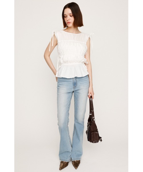 SLY（スライ）の「HW FLARE PT-C WITH ROICA(R)EF ハイウエスト フレアパンツ シー ウィズロイカ アールイーエフ（デニムパンツ・レディース・ブラック系その他2/ライトブルー/ブルー・25inch/24inch/23inch/22inch/26inch）」の13枚目の写真