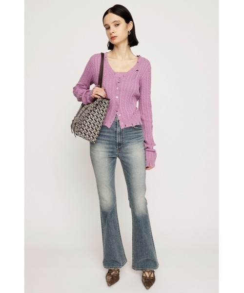 SLY（スライ）の「HW FLARE PT-C WITH ROICA(R)EF ハイウエスト フレアパンツ シー ウィズロイカ アールイーエフ（デニムパンツ・レディース・ブラック系その他2/ライトブルー/ブルー・25inch/24inch/23inch/22inch/26inch）」の20枚目の写真