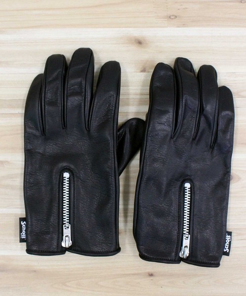 Schott(ショット)の「ZIP LEATHER GLOVE(手袋・メンズ・ブラック・S/L/M)」の1枚目の写真