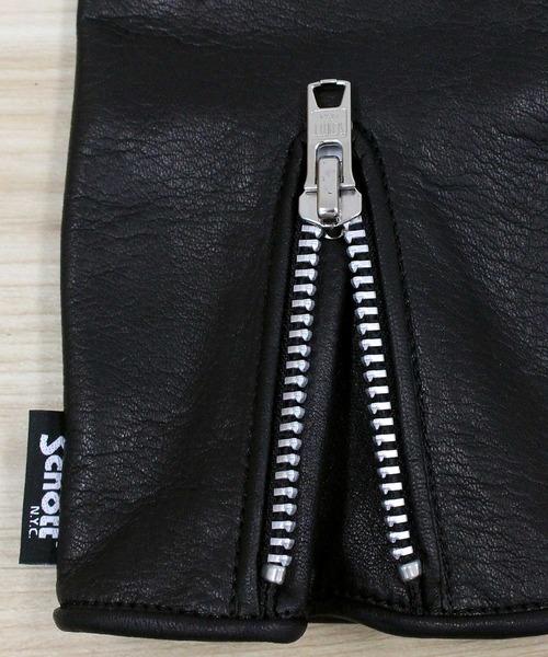 Schott(ショット)の「ZIP LEATHER GLOVE(手袋・メンズ・ブラック・S/L/M)」の2枚目の写真