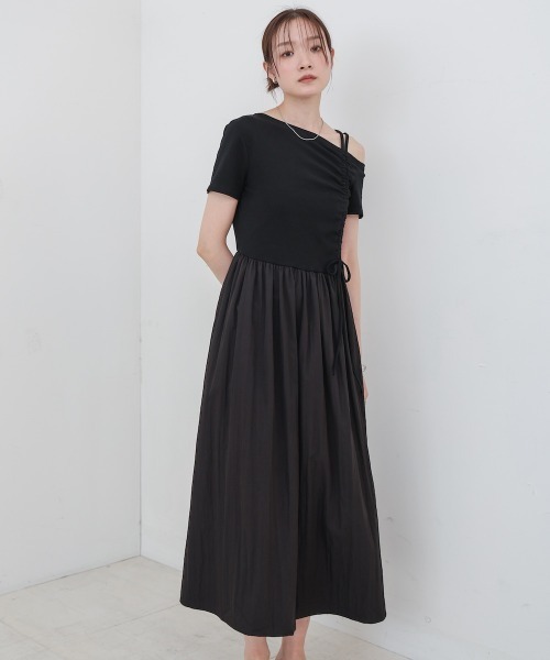 Bab(バブ)の「アシメシャーリングワンピース(ワンピース・レディース・ライトブルー/ブラック/ベージュ・M)」の19枚目の写真
