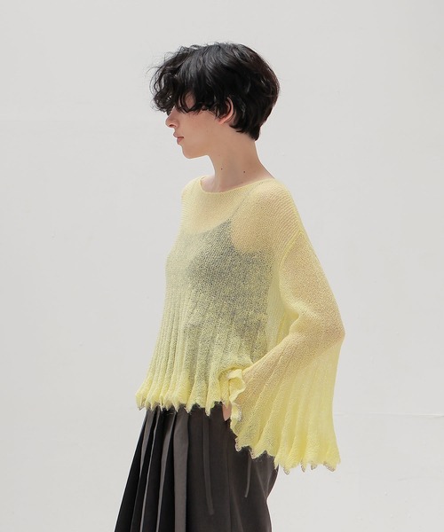DRESSLAVE（ドレスレイブ）の「sheer mohair petal knit(シアーモヘヤペタルニット)（ニット/セーター・レディース・イエロー/チャコールグレー・38）」の3枚目の写真