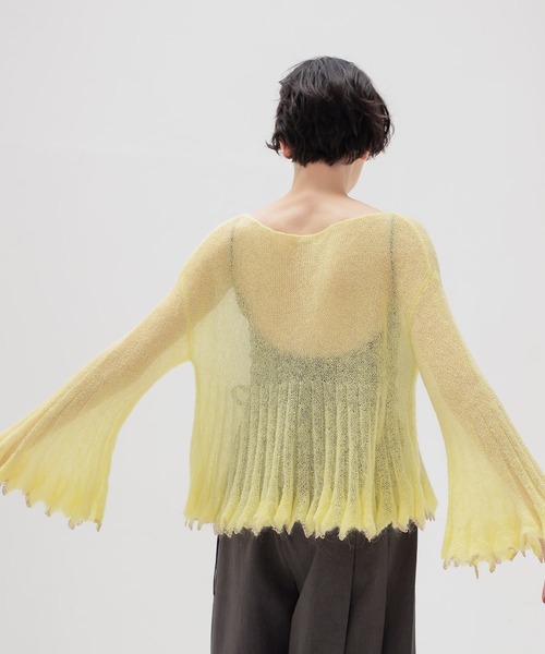 DRESSLAVE（ドレスレイブ）の「sheer mohair petal knit(シアーモヘヤペタルニット)（ニット/セーター・レディース・イエロー/チャコールグレー・38）」の4枚目の写真