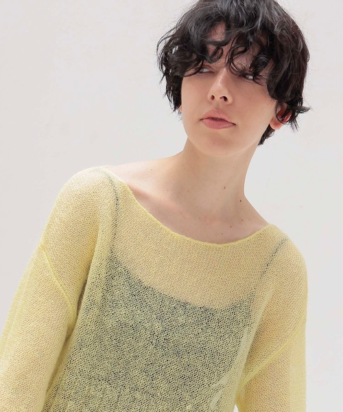 DRESSLAVE（ドレスレイブ）の「sheer mohair petal knit(シアーモヘヤペタルニット)（ニット/セーター・レディース・イエロー/チャコールグレー・38）」の5枚目の写真