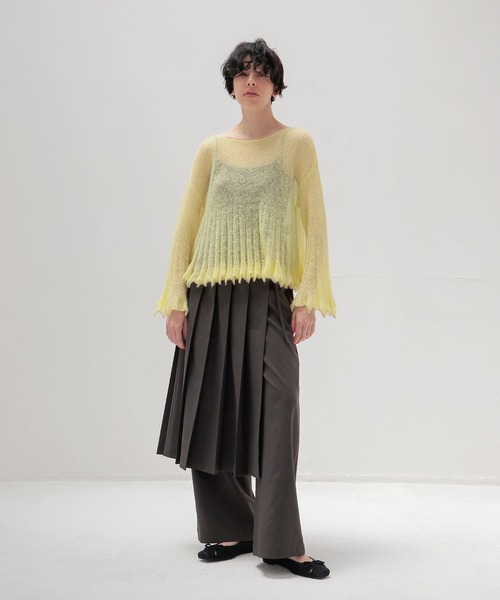 DRESSLAVE（ドレスレイブ）の「sheer mohair petal knit(シアーモヘヤペタルニット)（ニット/セーター・レディース・イエロー/チャコールグレー・38）」の7枚目の写真