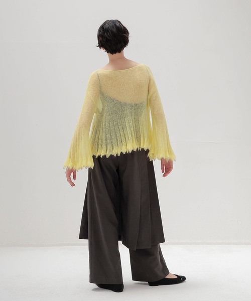 DRESSLAVE（ドレスレイブ）の「sheer mohair petal knit(シアーモヘヤペタルニット)（ニット/セーター・レディース・イエロー/チャコールグレー・38）」の9枚目の写真