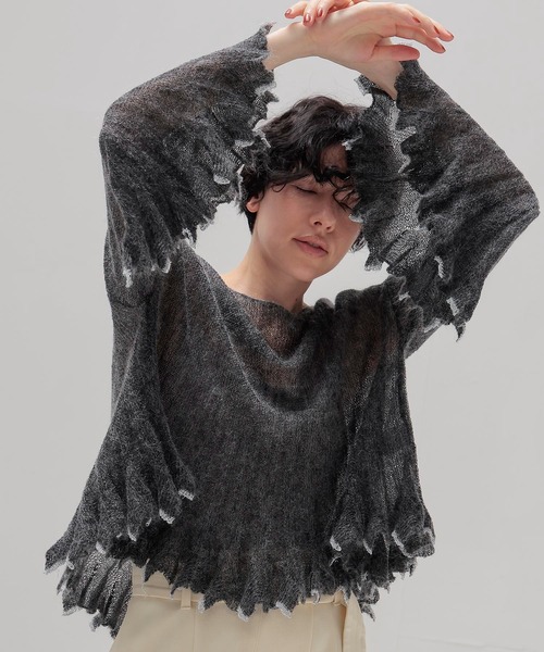 DRESSLAVE（ドレスレイブ）の「sheer mohair petal knit(シアーモヘヤペタルニット)（ニット/セーター・レディース・イエロー/チャコールグレー・38）」の10枚目の写真