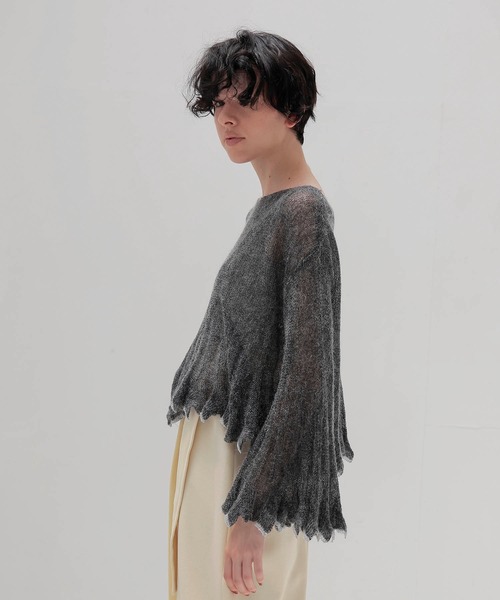 DRESSLAVE（ドレスレイブ）の「sheer mohair petal knit(シアーモヘヤペタルニット)（ニット/セーター・レディース・イエロー/チャコールグレー・38）」の11枚目の写真