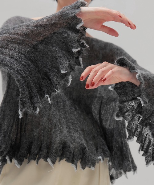 DRESSLAVE（ドレスレイブ）の「sheer mohair petal knit(シアーモヘヤペタルニット)（ニット/セーター・レディース・イエロー/チャコールグレー・38）」の13枚目の写真