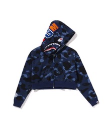 A BATHING APE(AxCVOGCv)COLOR CAMO CRYSTAL STONE SHARK CROPPED FULL ZIP HOODIE(p[J[)