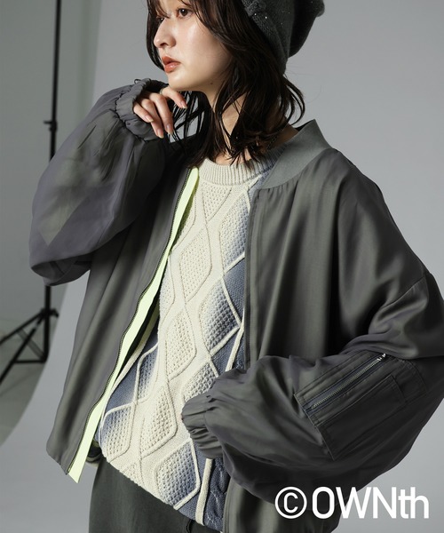 antiqua(アンティカ)の「シアーブルゾン(ブルゾン・レディース・ブラック/グレー・ONESIZE)」の2枚目の写真