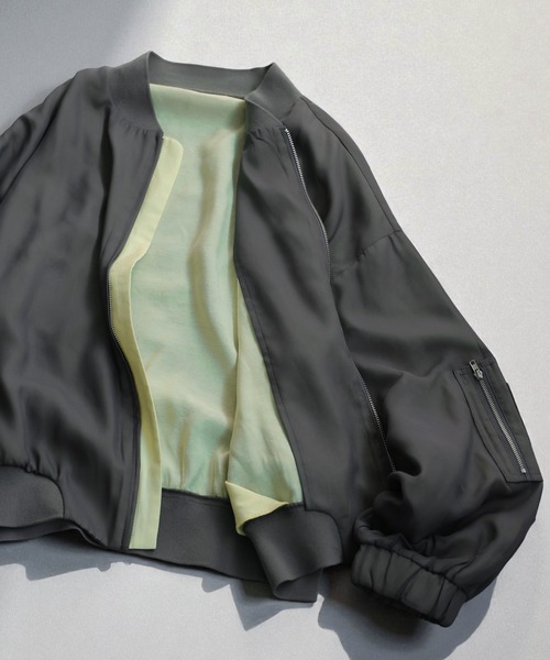antiqua(アンティカ)の「シアーブルゾン(ブルゾン・レディース・ブラック/グレー・ONESIZE)」の6枚目の写真