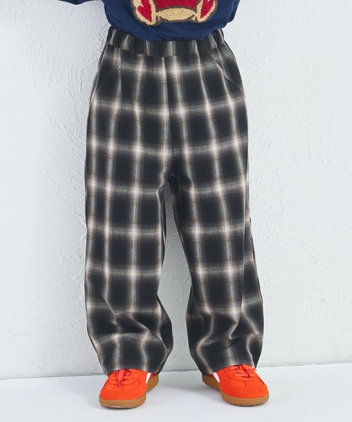 pairmanon（ペアマノン）の「【セットアップ着用可能】ユニセックス オンブレチェックパンツ（その他パンツ・キッズ・ブラック/ブラウン・120/130/140/150/90/100/110）」の2枚目の写真