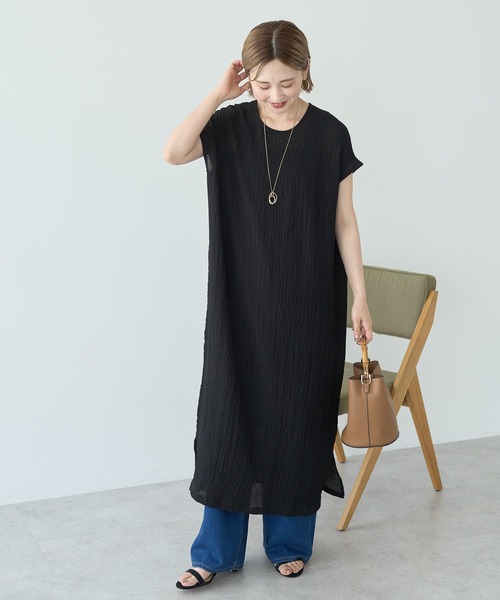 セール】ポコポコノースリーブワンピース【インナー付き