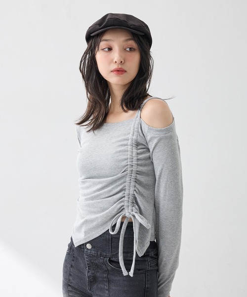 INGNI(イング)の「【WEB限定】アシメドロストカットソー(Tシャツ/カットソー・レディース・オフホワイト/ブラック/グレー・M)」の3枚目の写真