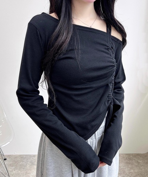 INGNI(イング)の「【WEB限定】アシメドロストカットソー(Tシャツ/カットソー・レディース・オフホワイト/ブラック/グレー・M)」の13枚目の写真