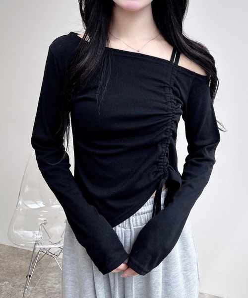 INGNI(イング)の「【WEB限定】アシメドロストカットソー(Tシャツ/カットソー・レディース・オフホワイト/ブラック/グレー・M)」の12枚目の写真