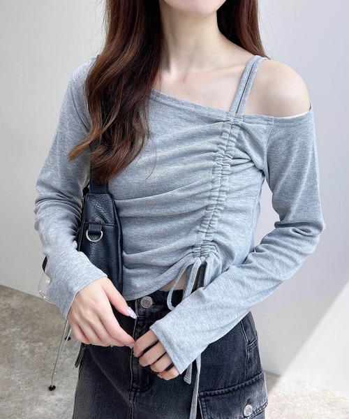 INGNI(イング)の「【WEB限定】アシメドロストカットソー(Tシャツ/カットソー・レディース・オフホワイト/ブラック/グレー・M)」の7枚目の写真