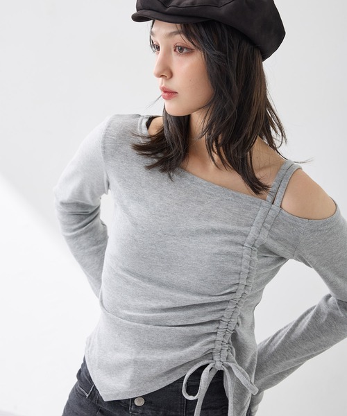 INGNI(イング)の「【WEB限定】アシメドロストカットソー(Tシャツ/カットソー・レディース・オフホワイト/ブラック/グレー・M)」の18枚目の写真