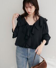 【WEB限定】ラッフル衿キャンディスリーブブラウス