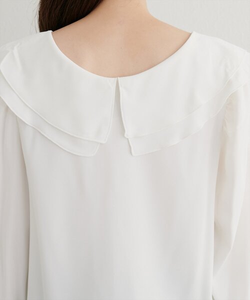 natural couture（ナチュラルクチュール）の「【WEB限定】ラッフル衿キャンディスリーブブラウス（シャツ/ブラウス・レディース・その他1/サックスブルー/ブラック/オフホワイト・FREE）」の17枚目の写真