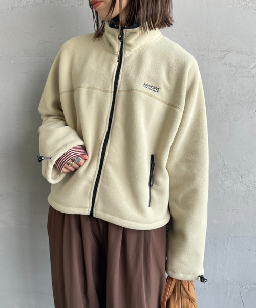 AMERICANA（アメリカーナ）の「[Americana/アメリカーナ] 別注 ワンポイント刺繍ロゴ ショート丈フリースジャケット（その他アウター・レディース・チャコール/ベージュ/ネイビー/レッド・ONE SIZE）」の12枚目の写真