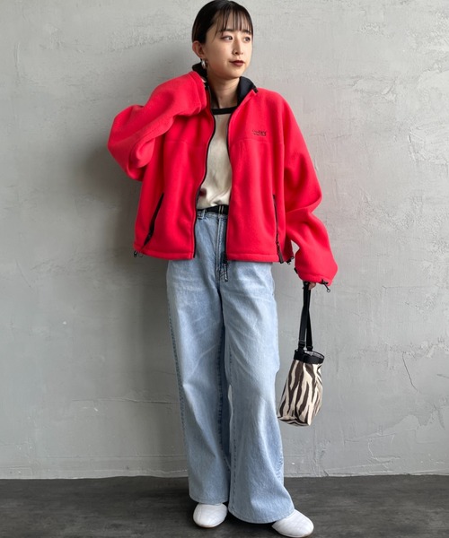 AMERICANA（アメリカーナ）の「[Americana/アメリカーナ] 別注 ワンポイント刺繍ロゴ ショート丈フリースジャケット（その他アウター・レディース・チャコール/ベージュ/ネイビー/レッド・ONE SIZE）」の8枚目の写真