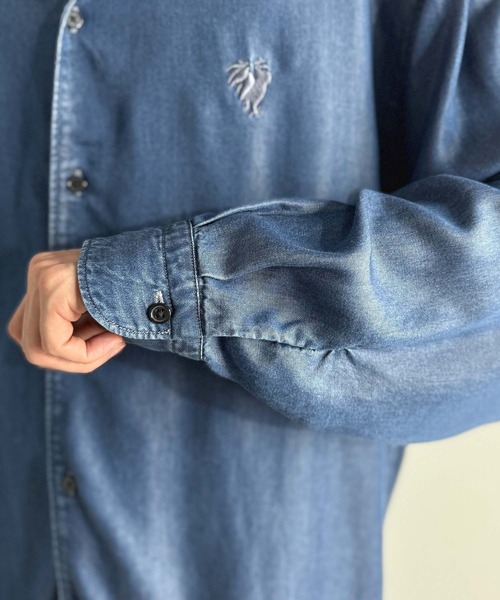 Classical Origin(クラシカルオリジン)の「「至福のひととき。」ルーズフィットオープンカラーデニムシャツ(長袖)/Loose Fit Open Collar Denim Shirt(シャツ/ブラウス・メンズ・ブラック/グレー/インディゴブルー・LARGE/MEDIUM/SMALL)」の5枚目の写真