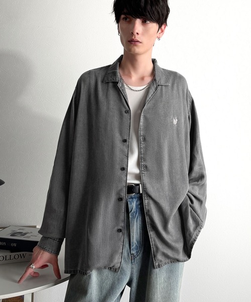 Classical Origin(クラシカルオリジン)の「「至福のひととき。」ルーズフィットオープンカラーデニムシャツ(長袖)/Loose Fit Open Collar Denim Shirt(シャツ/ブラウス・メンズ・ブラック/グレー/インディゴブルー・LARGE/MEDIUM/SMALL)」の7枚目の写真