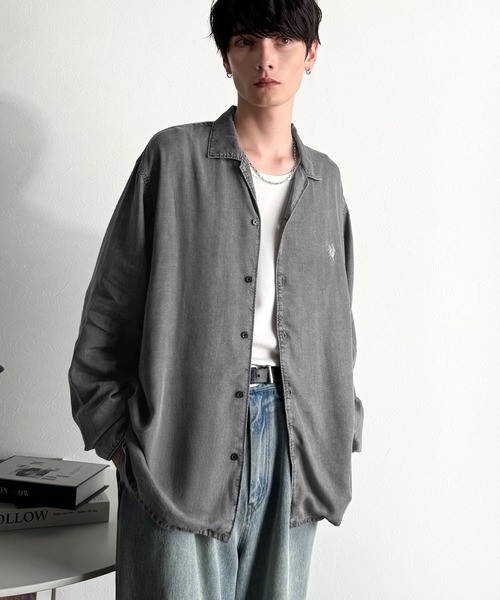 Classical Origin(クラシカルオリジン)の「「至福のひととき。」ルーズフィットオープンカラーデニムシャツ(長袖)/Loose Fit Open Collar Denim Shirt(シャツ/ブラウス・メンズ・ブラック/グレー/インディゴブルー・LARGE/MEDIUM/SMALL)」の11枚目の写真