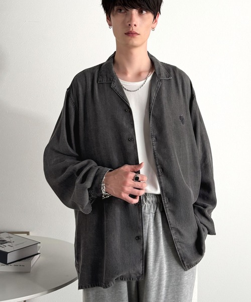Classical Origin(クラシカルオリジン)の「「至福のひととき。」ルーズフィットオープンカラーデニムシャツ(長袖)/Loose Fit Open Collar Denim Shirt(シャツ/ブラウス・メンズ・ブラック/グレー/インディゴブルー・LARGE/MEDIUM/SMALL)」の12枚目の写真