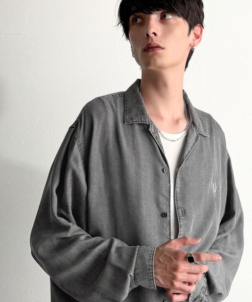 Classical Origin(クラシカルオリジン)の「「至福のひととき。」ルーズフィットオープンカラーデニムシャツ(長袖)/Loose Fit Open Collar Denim Shirt(シャツ/ブラウス・メンズ・ブラック/グレー/インディゴブルー・LARGE/MEDIUM/SMALL)」の10枚目の写真
