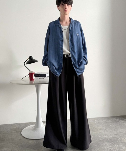 Classical Origin(クラシカルオリジン)の「「至福のひととき。」ルーズフィットオープンカラーデニムシャツ(長袖)/Loose Fit Open Collar Denim Shirt(シャツ/ブラウス・メンズ・ブラック/グレー/インディゴブルー・LARGE/MEDIUM/SMALL)」の6枚目の写真