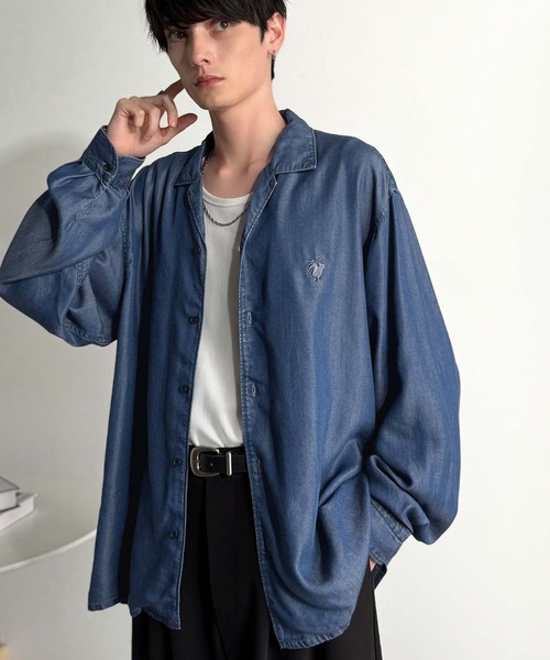 Classical Origin(クラシカルオリジン)の「「至福のひととき。」ルーズフィットオープンカラーデニムシャツ(長袖)/Loose Fit Open Collar Denim Shirt(シャツ/ブラウス・メンズ・ブラック/グレー/インディゴブルー・LARGE/MEDIUM/SMALL)」の16枚目の写真