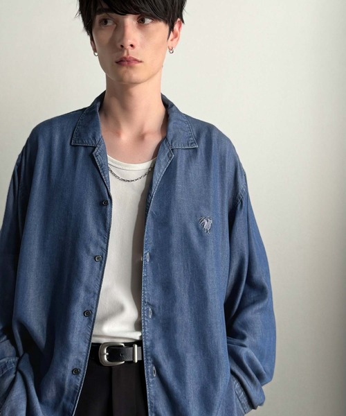 Classical Origin(クラシカルオリジン)の「「至福のひととき。」ルーズフィットオープンカラーデニムシャツ(長袖)/Loose Fit Open Collar Denim Shirt(シャツ/ブラウス・メンズ・ブラック/グレー/インディゴブルー・LARGE/MEDIUM/SMALL)」の17枚目の写真