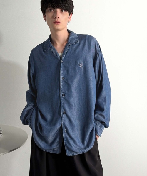 Classical Origin(クラシカルオリジン)の「「至福のひととき。」ルーズフィットオープンカラーデニムシャツ(長袖)/Loose Fit Open Collar Denim Shirt(シャツ/ブラウス・メンズ・ブラック/グレー/インディゴブルー・LARGE/MEDIUM/SMALL)」の18枚目の写真