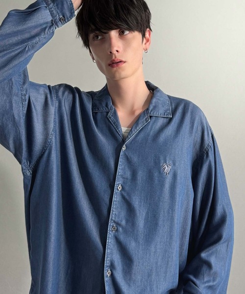 Classical Origin(クラシカルオリジン)の「「至福のひととき。」ルーズフィットオープンカラーデニムシャツ(長袖)/Loose Fit Open Collar Denim Shirt(シャツ/ブラウス・メンズ・ブラック/グレー/インディゴブルー・LARGE/MEDIUM/SMALL)」の15枚目の写真