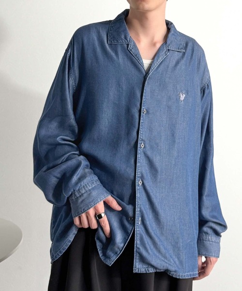 Classical Origin(クラシカルオリジン)の「「至福のひととき。」ルーズフィットオープンカラーデニムシャツ(長袖)/Loose Fit Open Collar Denim Shirt(シャツ/ブラウス・メンズ・ブラック/グレー/インディゴブルー・LARGE/MEDIUM/SMALL)」の20枚目の写真